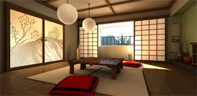 concetto di living room in oriente