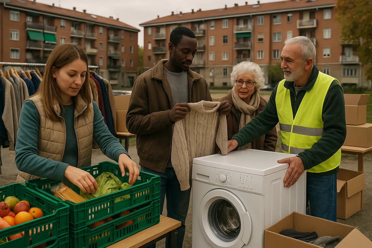 Il quartiere a spreco zero di Mirafiori a Torino: come funziona la redistribuzione solidale di cibo e beni